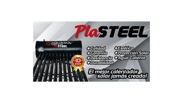 CALENTADOR SOLAR AQUASOL 12 TUBOS GRAVEDAD PLASTEEL 10 AÑOS DE GARANTIA