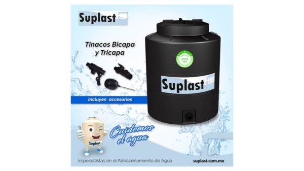 TINACO BICAPA NEGRO 450 LITROS SUPLAST C/ACC - Image 2