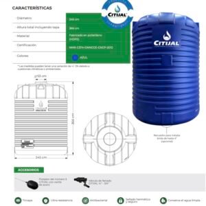 Cisterna Uso Rudo 15,000 lts Azul