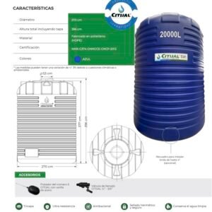 Cisterna Uso Rudo 20,000 lts Azul